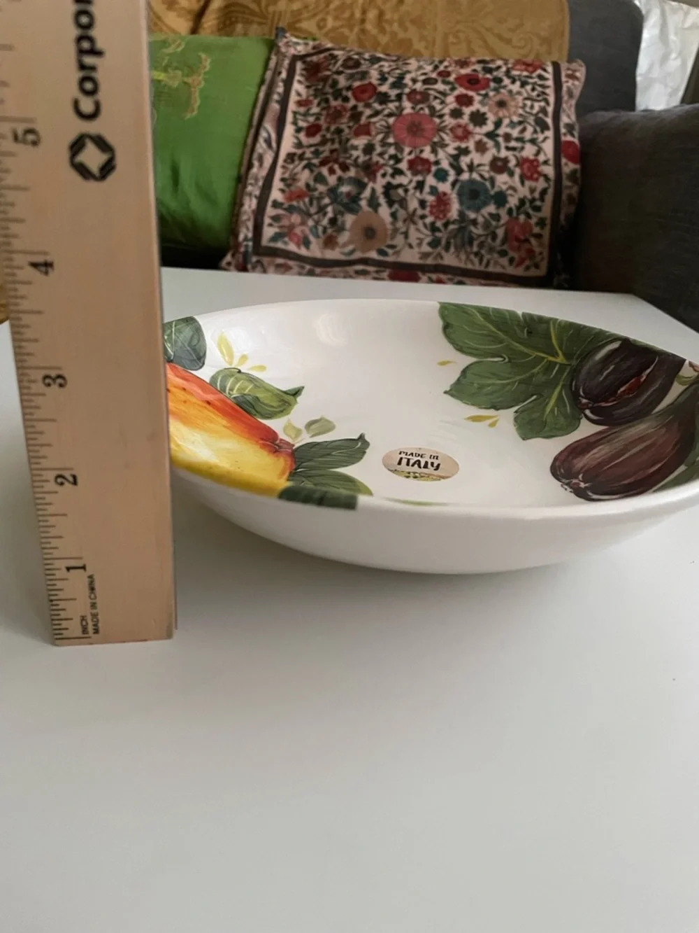 Ceramica Cuore Made in Italy Fruit Pattern Ceramic Serving Bowl - Yellow & Green